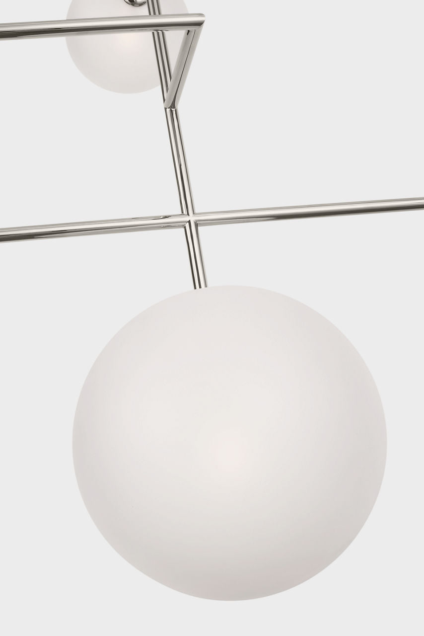 Linnea 59" Chandelier | Polished Nickel | Soft Etched Glass