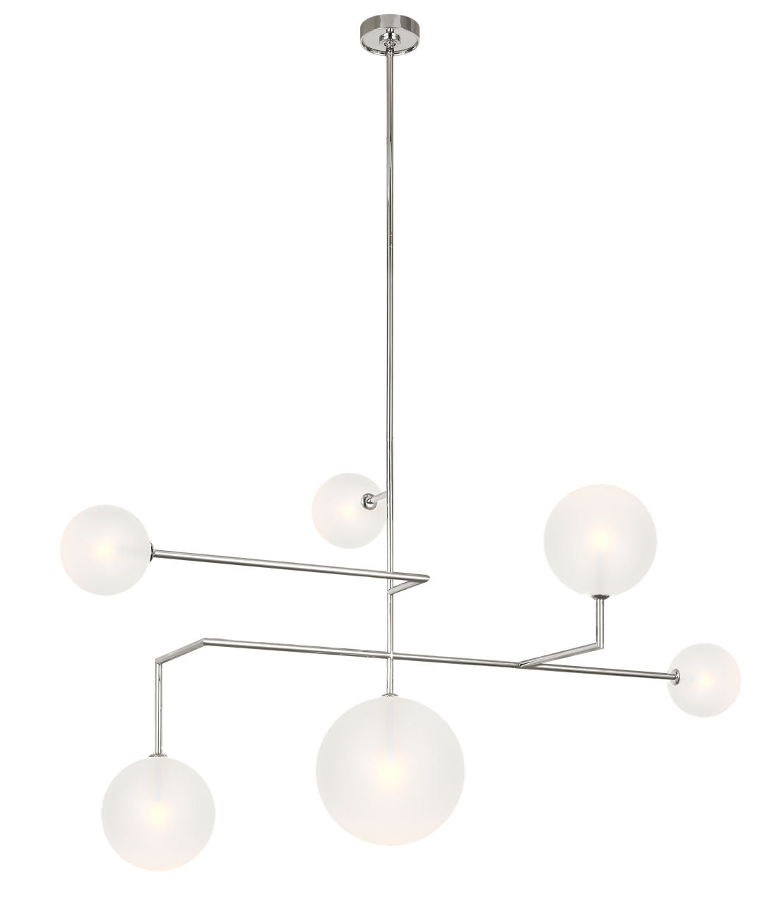 Linnea 59" Chandelier | Polished Nickel | Soft Etched Glass
