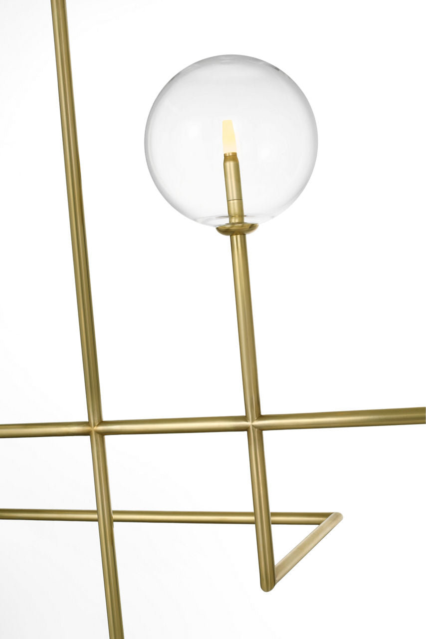 Linnea 57" Chandelier | Hand-Rubbed Antique Brass | Clear Glass