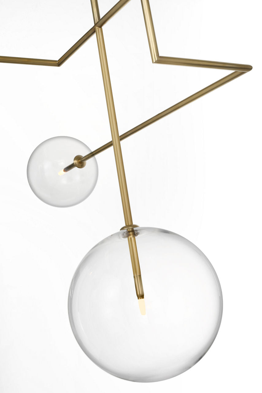 Linnea 57" Chandelier | Hand-Rubbed Antique Brass | Clear Glass