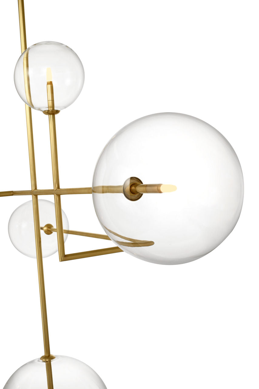 Linnea 57" Chandelier | Hand-Rubbed Antique Brass | Clear Glass