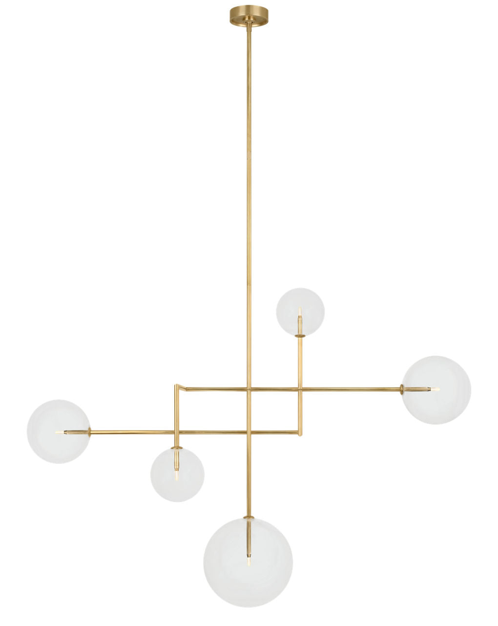 Linnea 57" Chandelier | Hand-Rubbed Antique Brass | Clear Glass