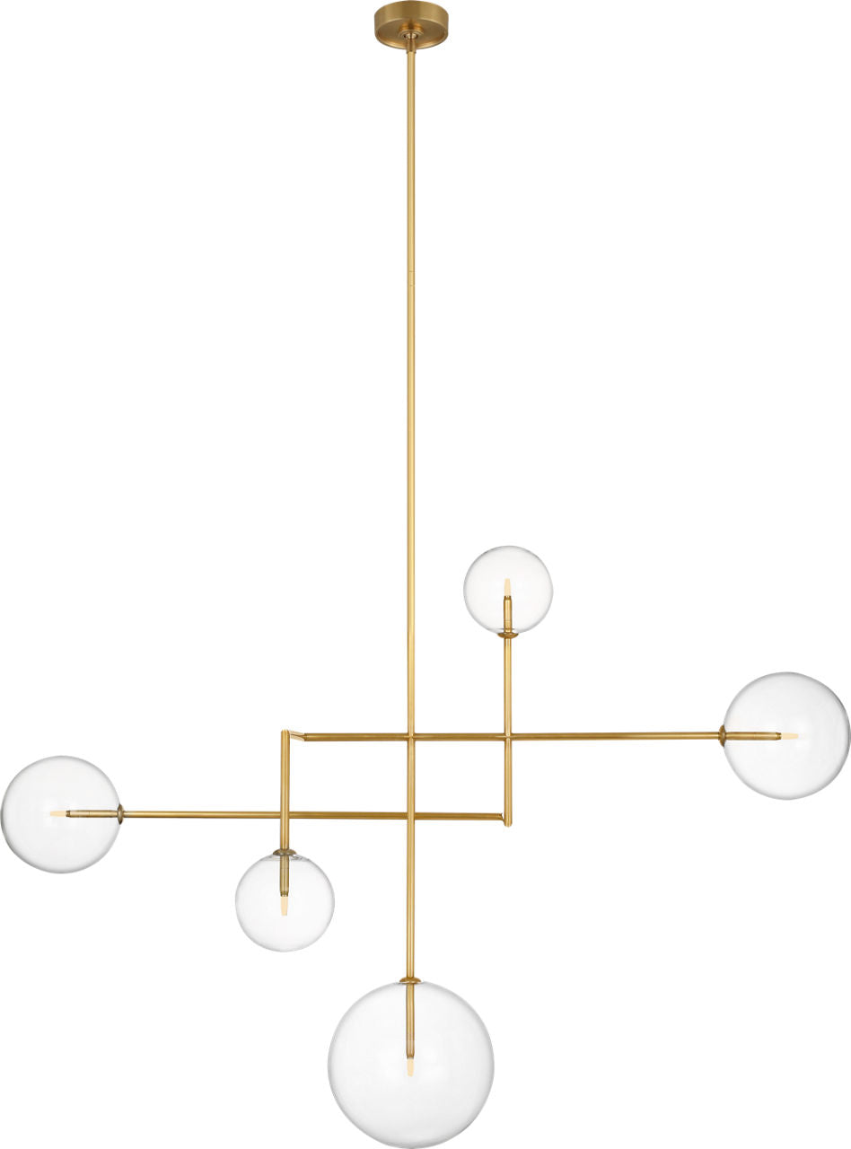 Linnea 57" Chandelier | Hand-Rubbed Antique Brass | Clear Glass