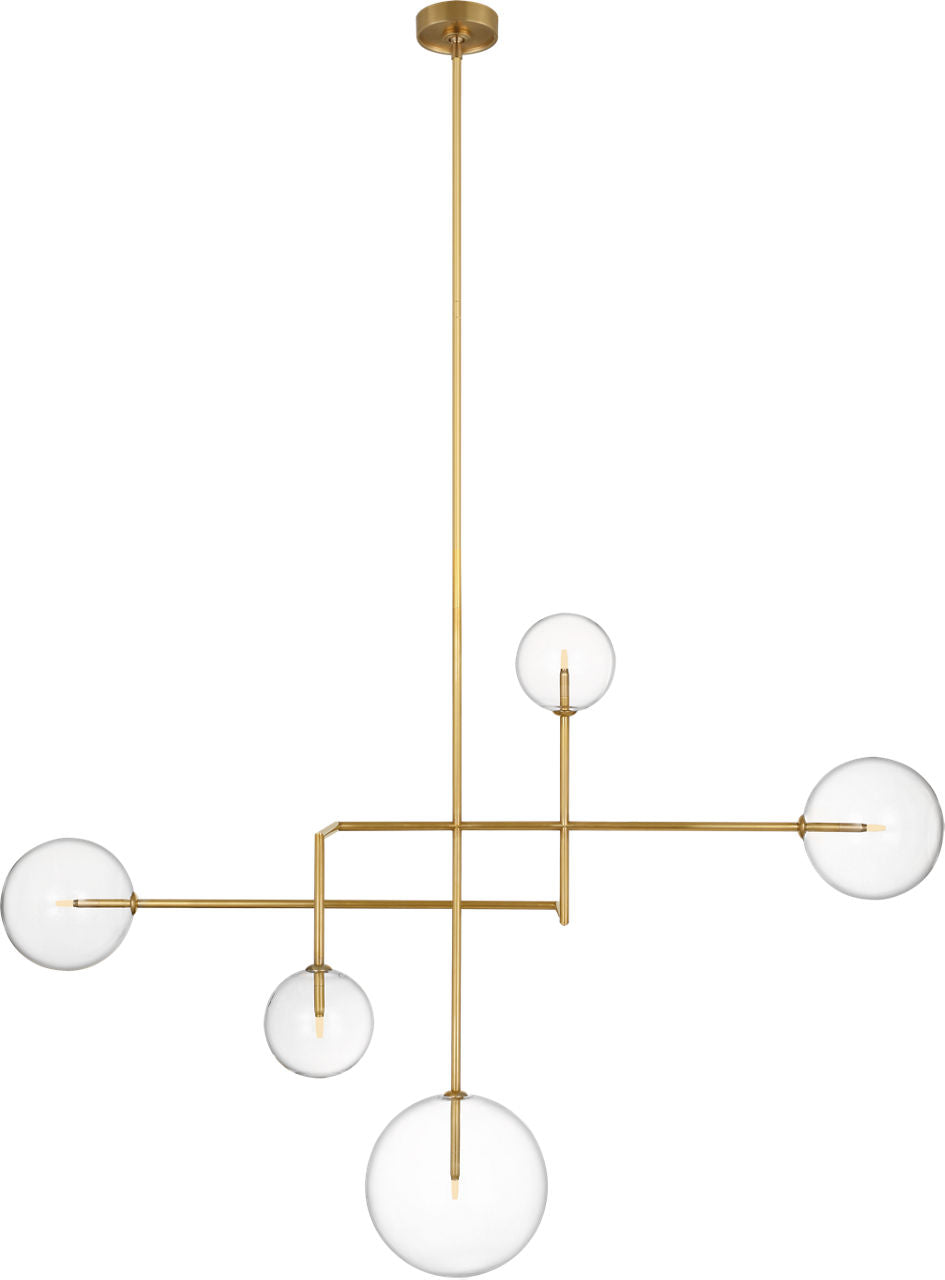 Linnea 57" Chandelier | Hand-Rubbed Antique Brass | Clear Glass
