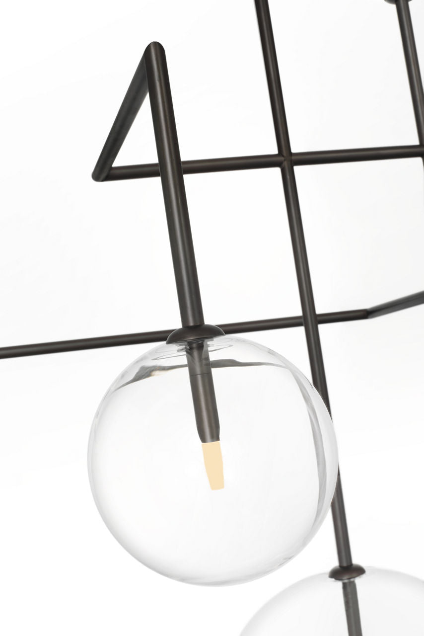 Linnea 57" Chandelier | Modern Iron | Clear Glass