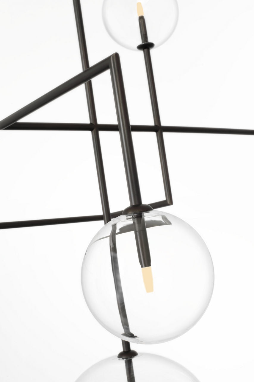 Linnea 57" Chandelier | Modern Iron | Clear Glass