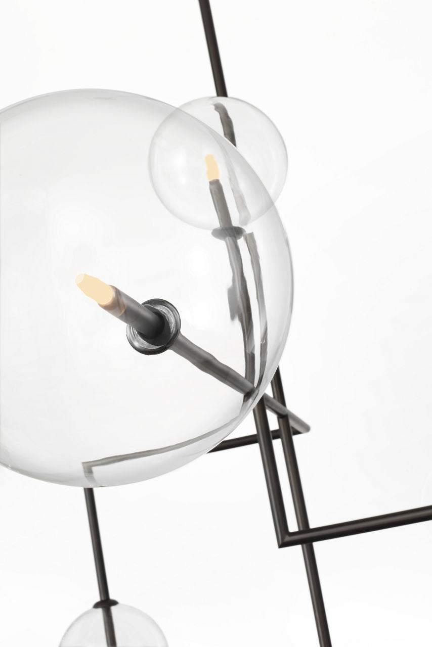 Linnea 57" Chandelier | Modern Iron | Clear Glass