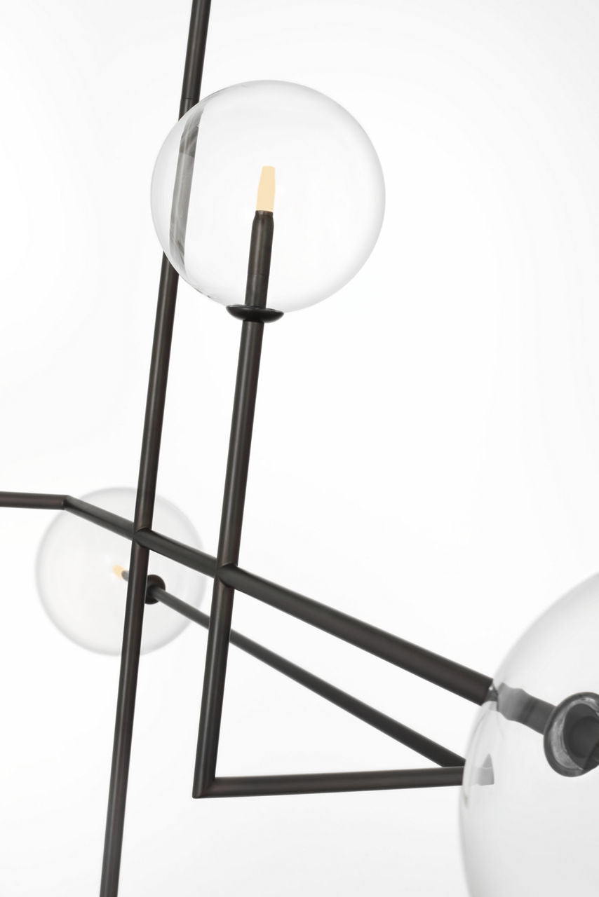 Linnea 57" Chandelier | Modern Iron | Clear Glass