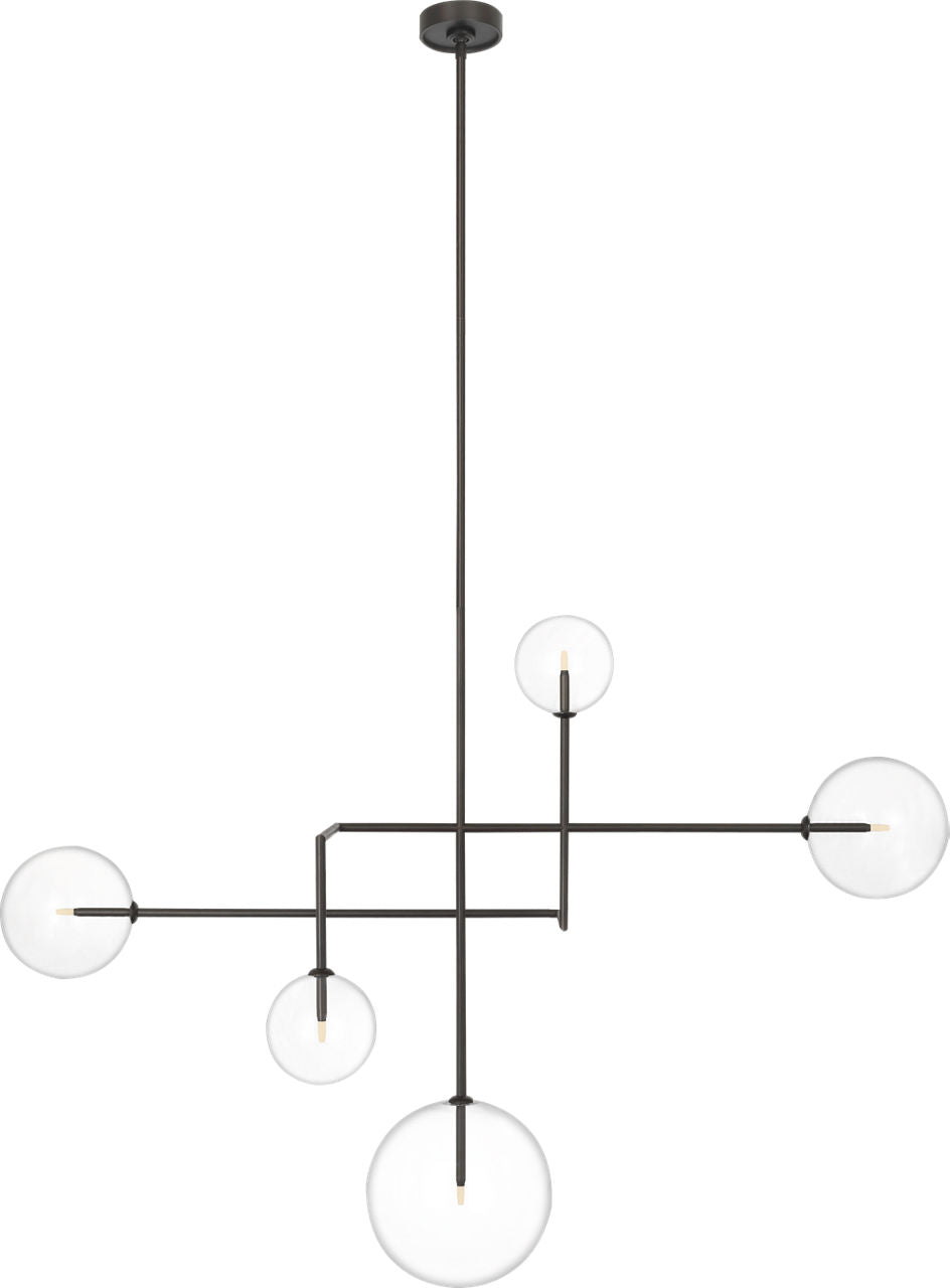 Linnea 57" Chandelier | Modern Iron | Clear Glass