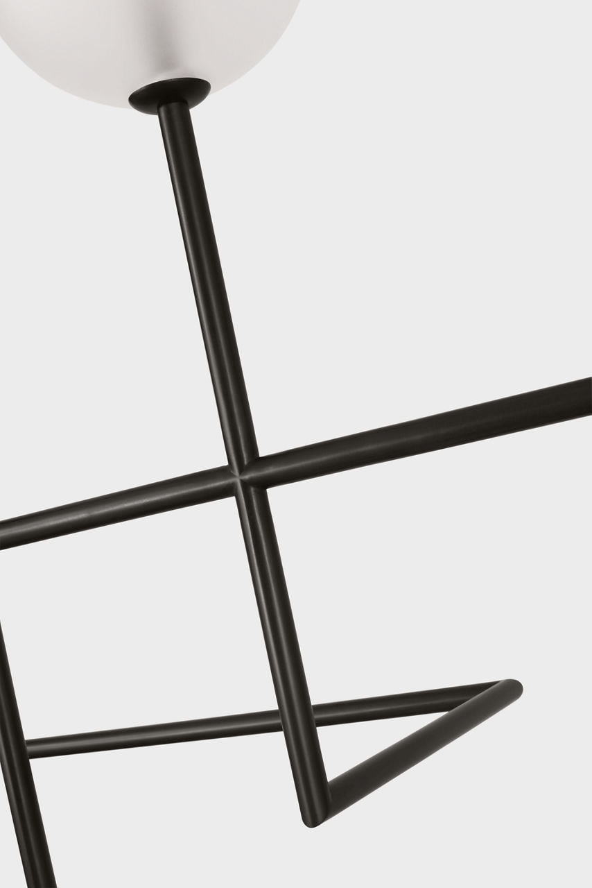 Linnea 57" Chandelier | Modern Iron | Soft Etched Glass