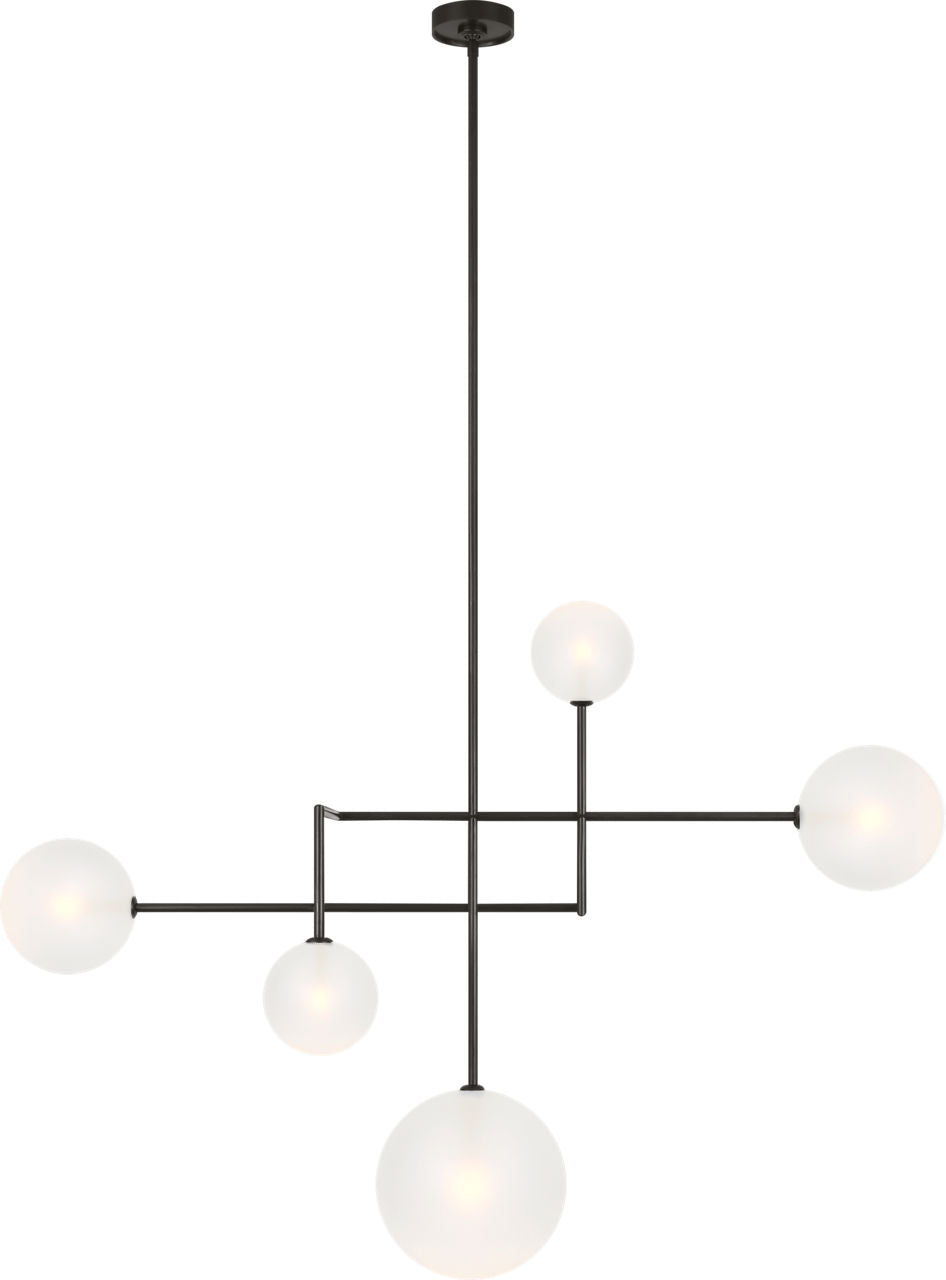 Linnea 57" Chandelier | Modern Iron | Soft Etched Glass