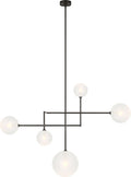Linnea 57" Chandelier | Modern Iron | Soft Etched Glass