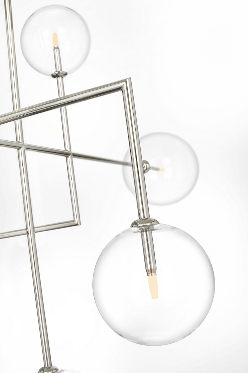 Linnea 57" Chandelier | Polished Nickel | Clear Glass