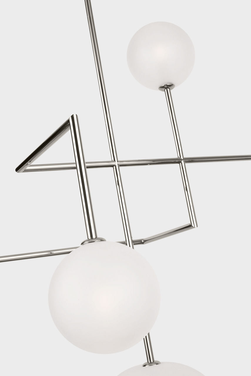 Linnea 57" Chandelier | Polished Nickel | Soft Etched Glass