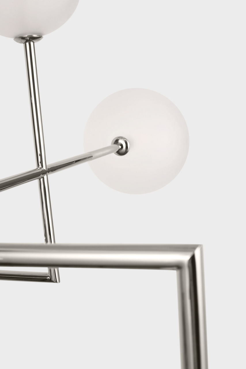 Linnea 57" Chandelier | Polished Nickel | Soft Etched Glass
