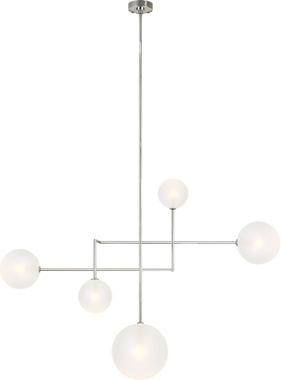 Linnea 57" Chandelier | Polished Nickel | Soft Etched Glass