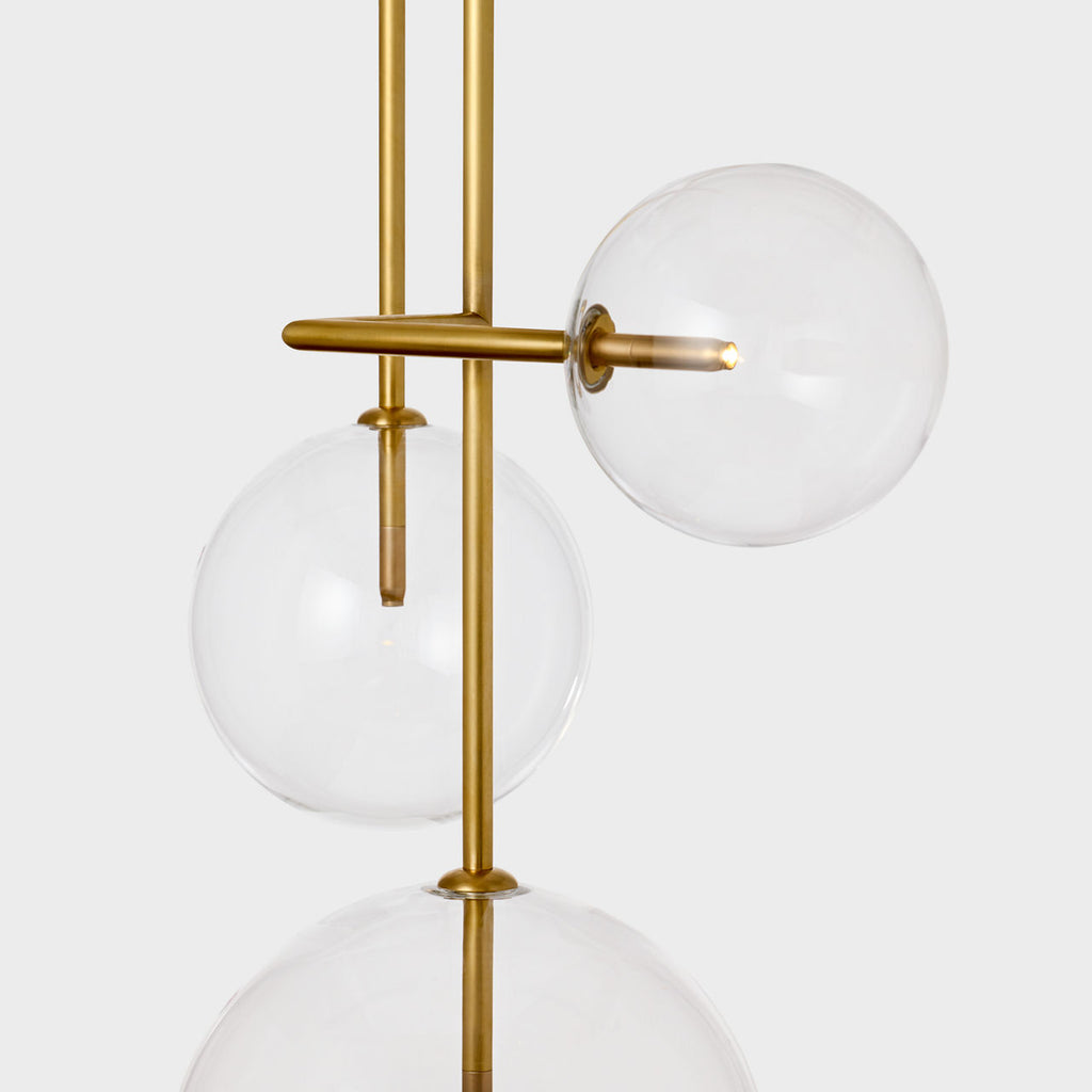 Linnea 26" Entry Chandelier | Hand-Rubbed Antique Brass | Clear Glass