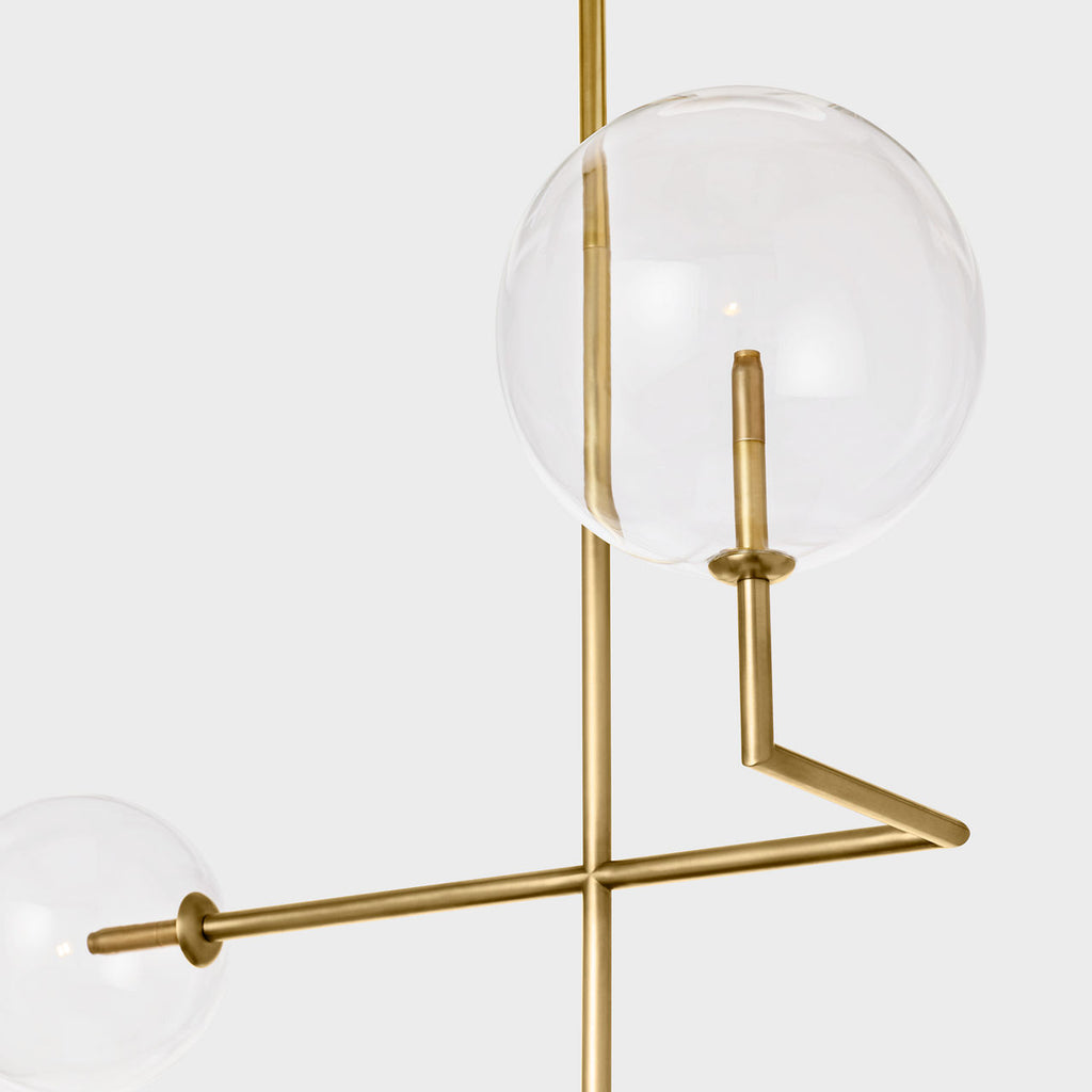 Linnea 26" Entry Chandelier | Hand-Rubbed Antique Brass | Clear Glass