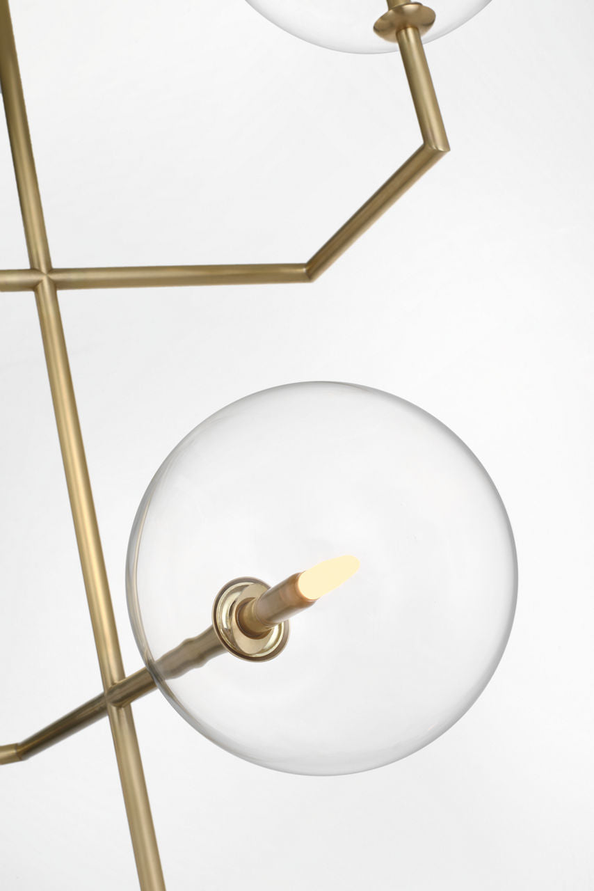 Linnea 26" Entry Chandelier | Hand-Rubbed Antique Brass | Clear Glass