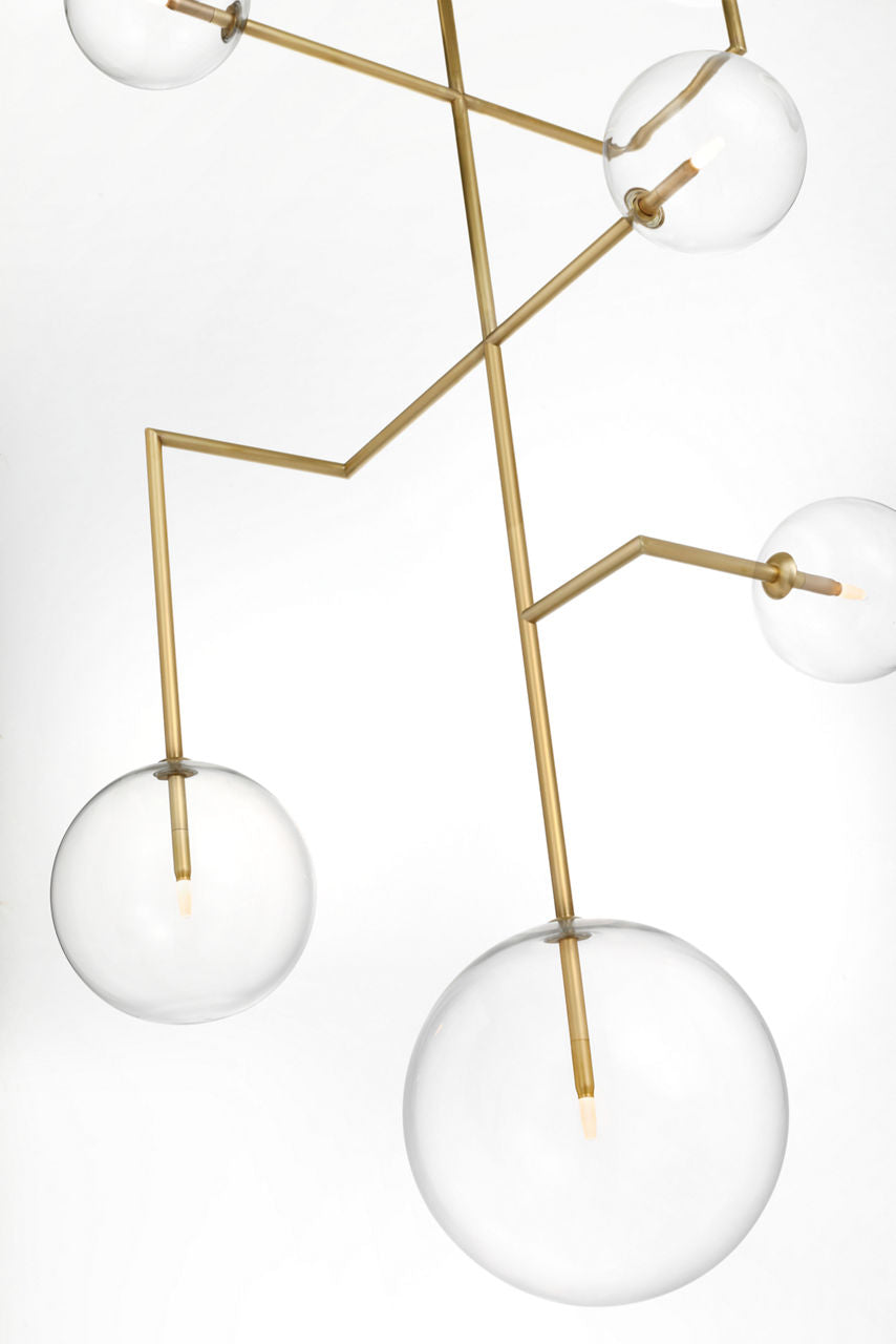 Linnea 26" Entry Chandelier | Hand-Rubbed Antique Brass | Clear Glass
