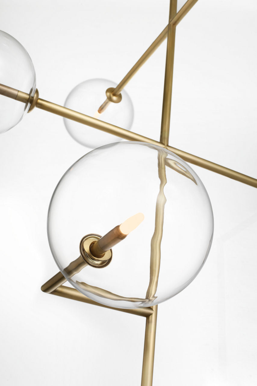 Linnea 26" Entry Chandelier | Hand-Rubbed Antique Brass | Clear Glass