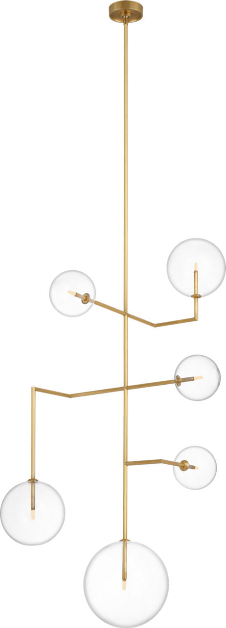 Linnea 26" Entry Chandelier | Hand-Rubbed Antique Brass | Clear Glass