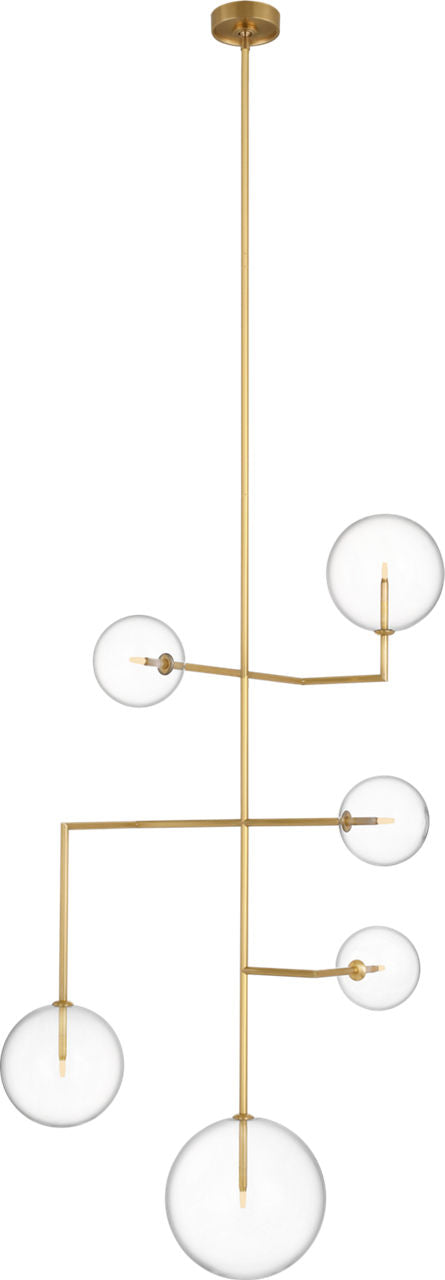 Linnea 26" Entry Chandelier | Hand-Rubbed Antique Brass | Clear Glass