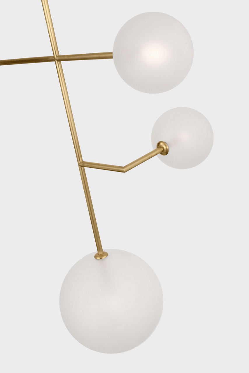 Linnea 26" Entry Chandelier | Hand-Rubbed Antique Brass | Soft Etched Glass