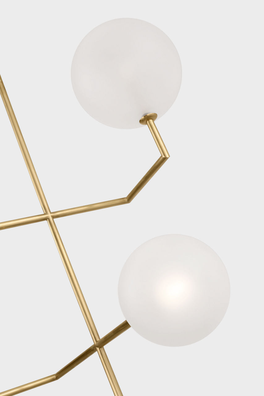 Linnea 26" Entry Chandelier | Hand-Rubbed Antique Brass | Soft Etched Glass