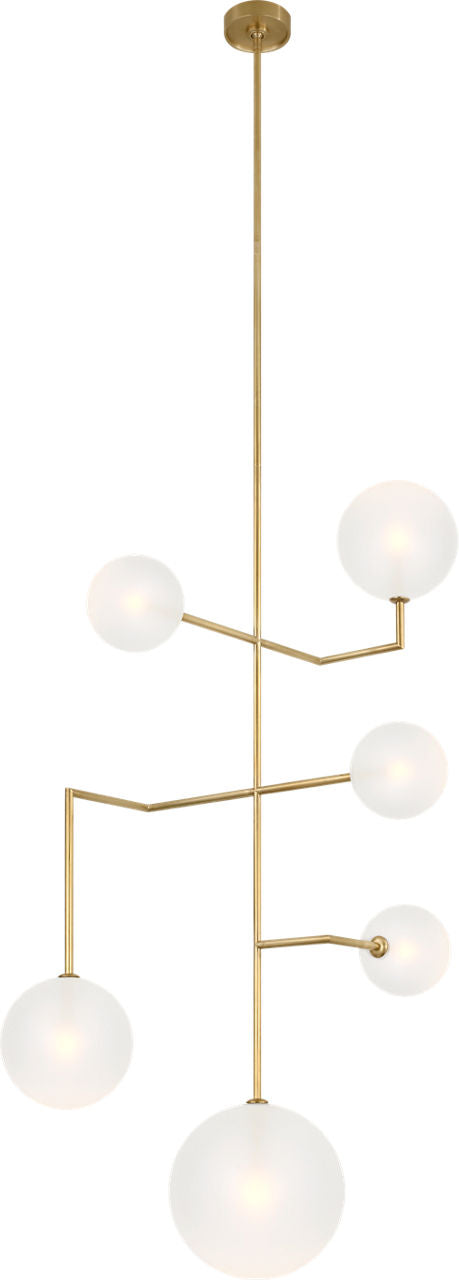 Linnea 26" Entry Chandelier | Hand-Rubbed Antique Brass | Soft Etched Glass