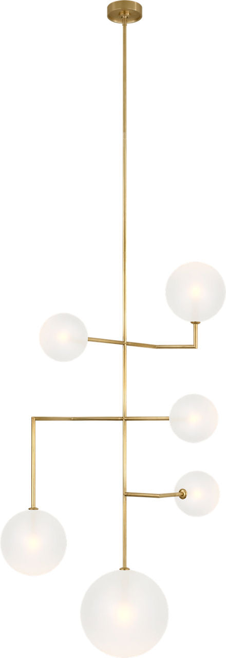 Linnea 26" Entry Chandelier | Hand-Rubbed Antique Brass | Soft Etched Glass