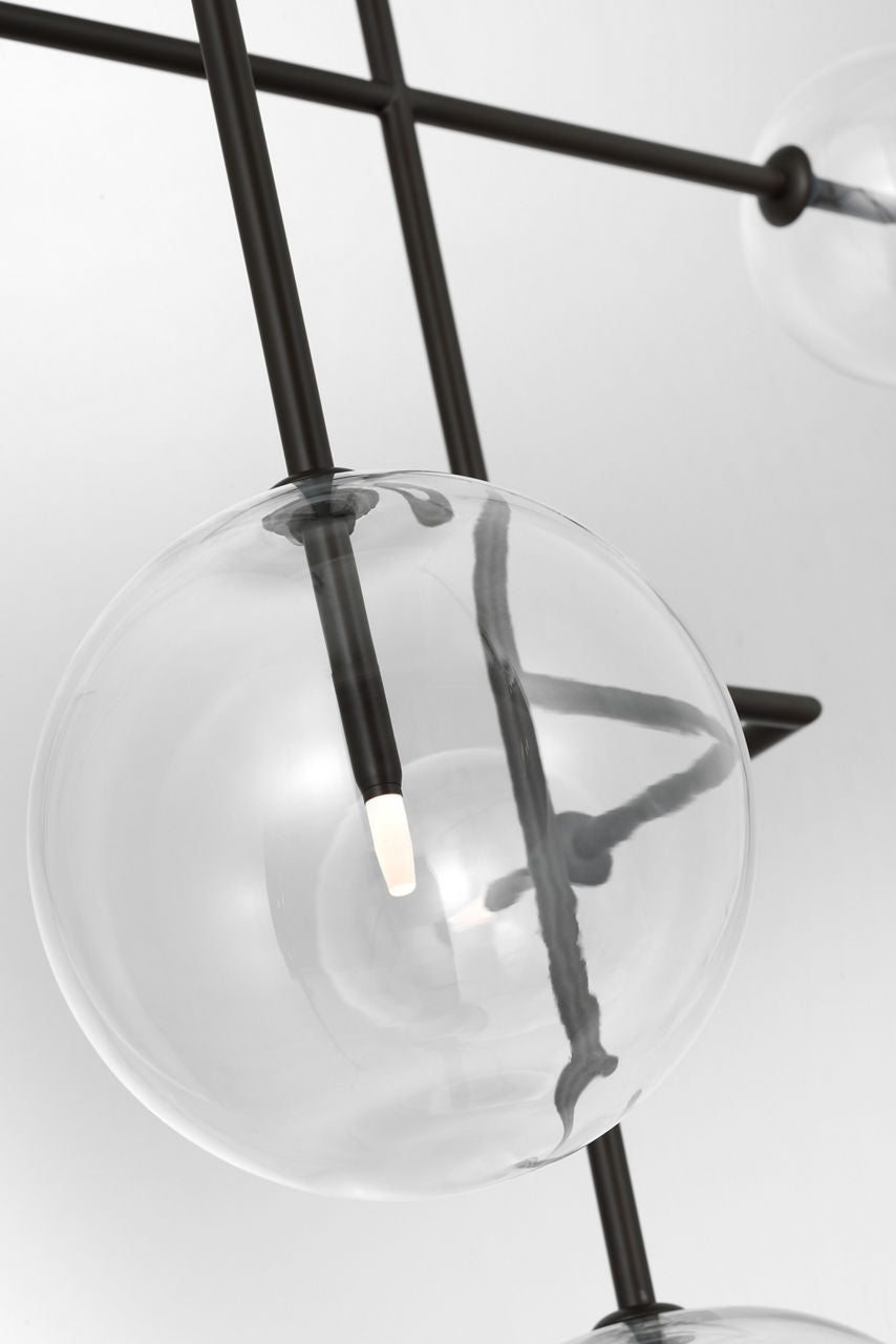 Linnea 26" Entry Chandelier | Modern Iron | Clear Glass