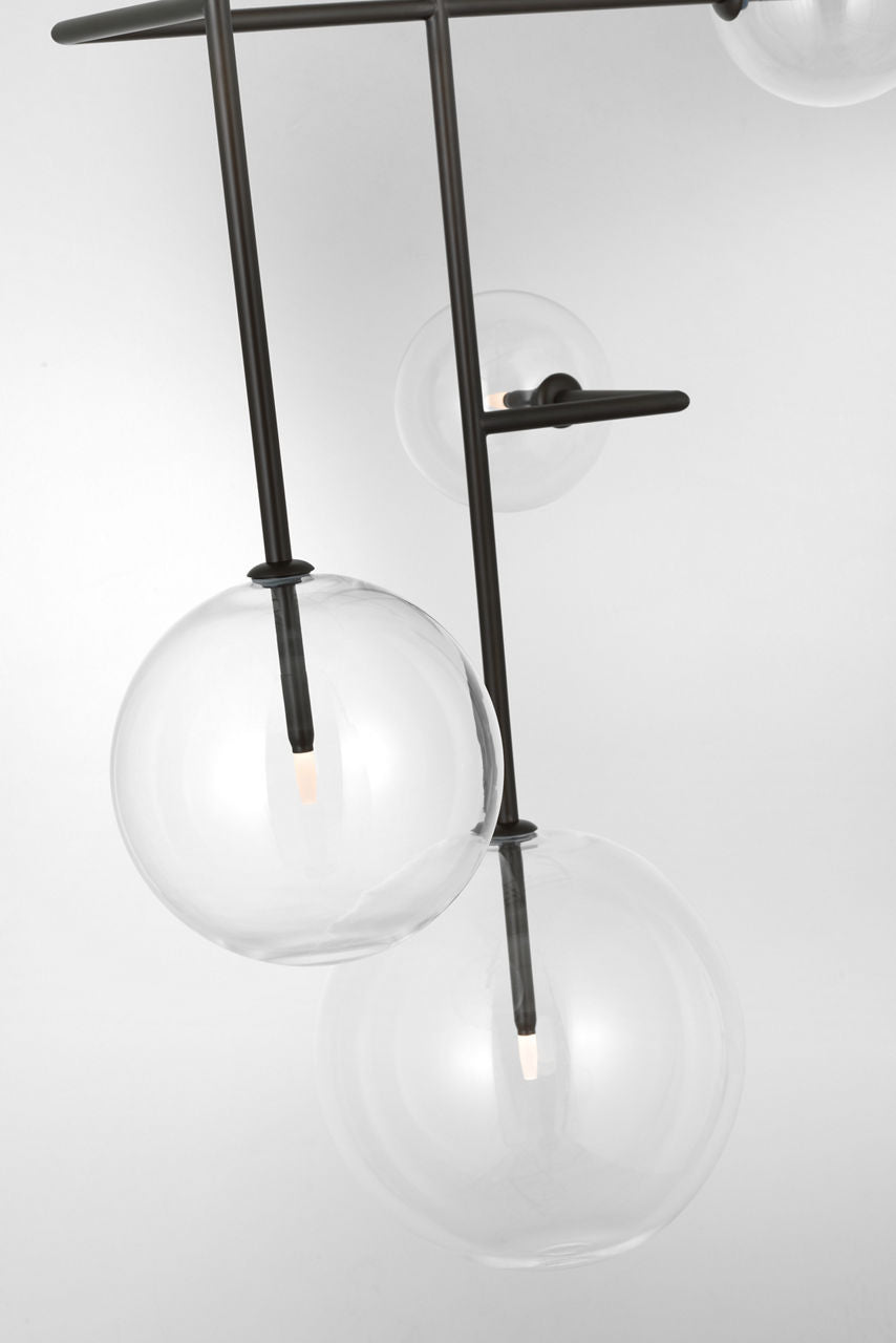 Linnea 26" Entry Chandelier | Modern Iron | Clear Glass