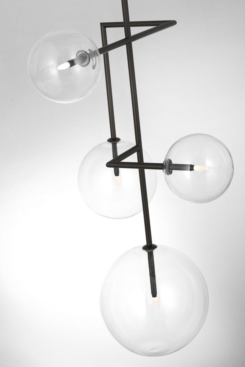 Linnea 26" Entry Chandelier | Modern Iron | Clear Glass