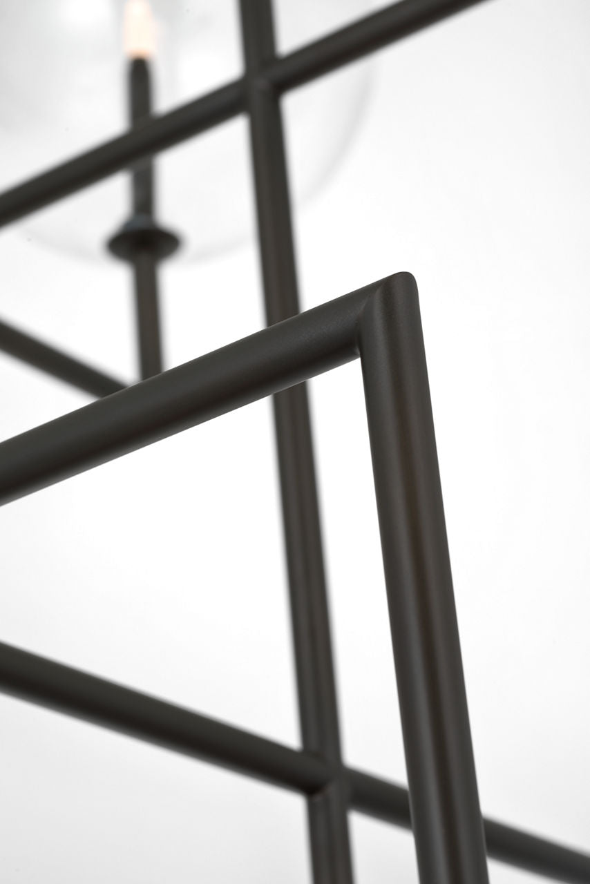Linnea 26" Entry Chandelier | Modern Iron | Clear Glass