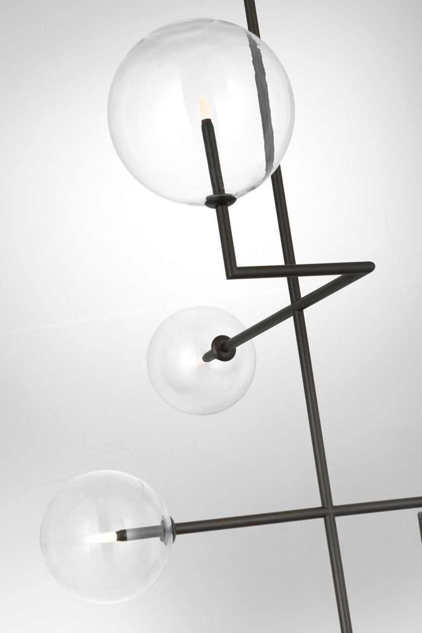 Linnea 26" Entry Chandelier | Modern Iron | Clear Glass