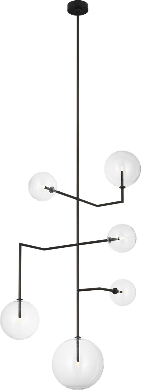 Linnea 26" Entry Chandelier | Modern Iron | Clear Glass