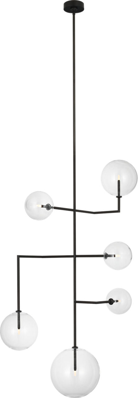 Linnea 26" Entry Chandelier | Modern Iron | Clear Glass