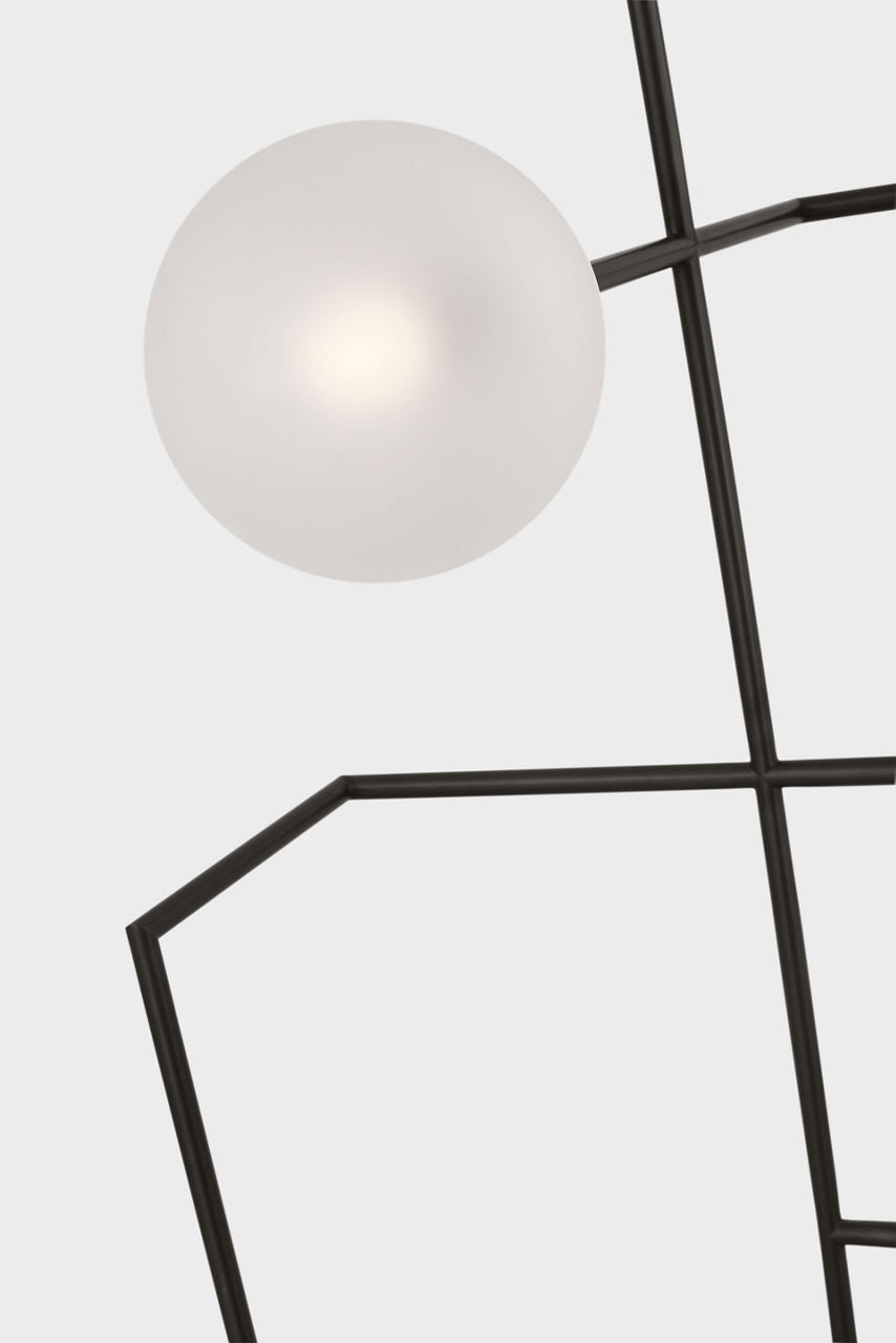 Linnea 26" Entry Chandelier | Modern Iron | Soft Etched Glass