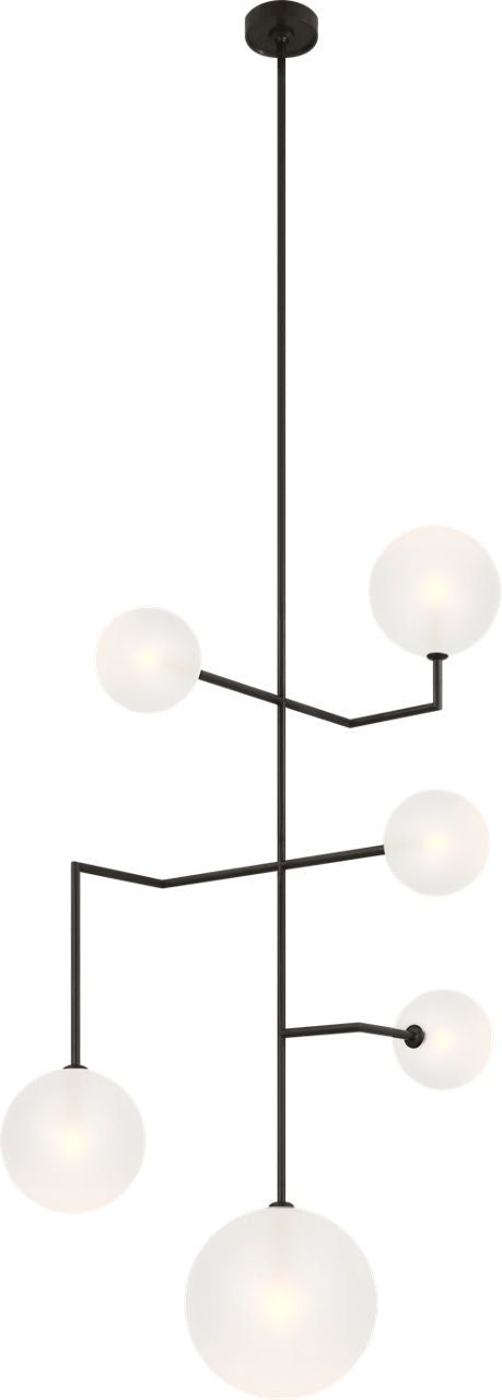 Linnea 26" Entry Chandelier | Modern Iron | Soft Etched Glass