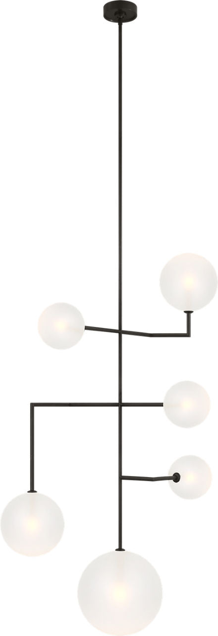 Linnea 26" Entry Chandelier | Modern Iron | Soft Etched Glass