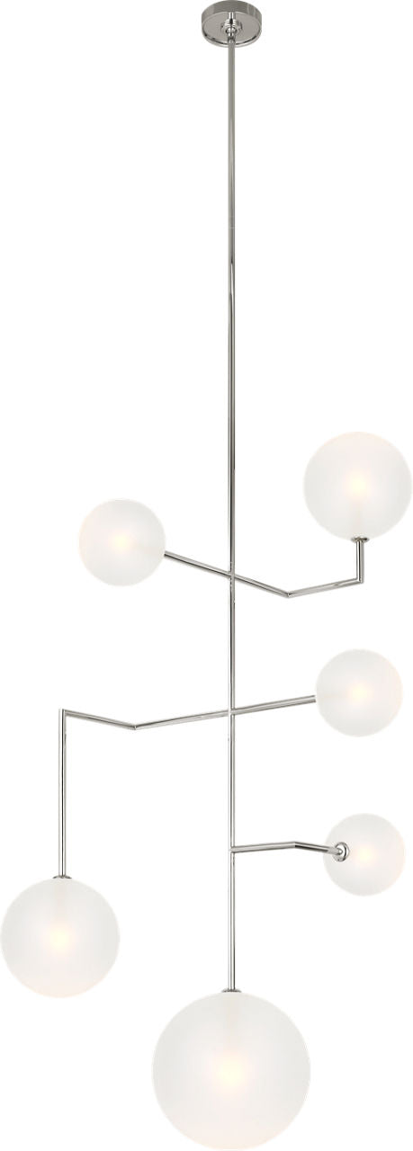 Linnea 26" Entry Chandelier | Polished Nickel | Soft Etched Glass