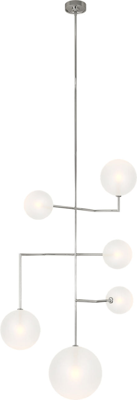 Linnea 26" Entry Chandelier | Polished Nickel | Soft Etched Glass