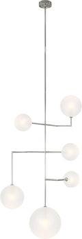 Linnea 26" Entry Chandelier | Polished Nickel | Soft Etched Glass
