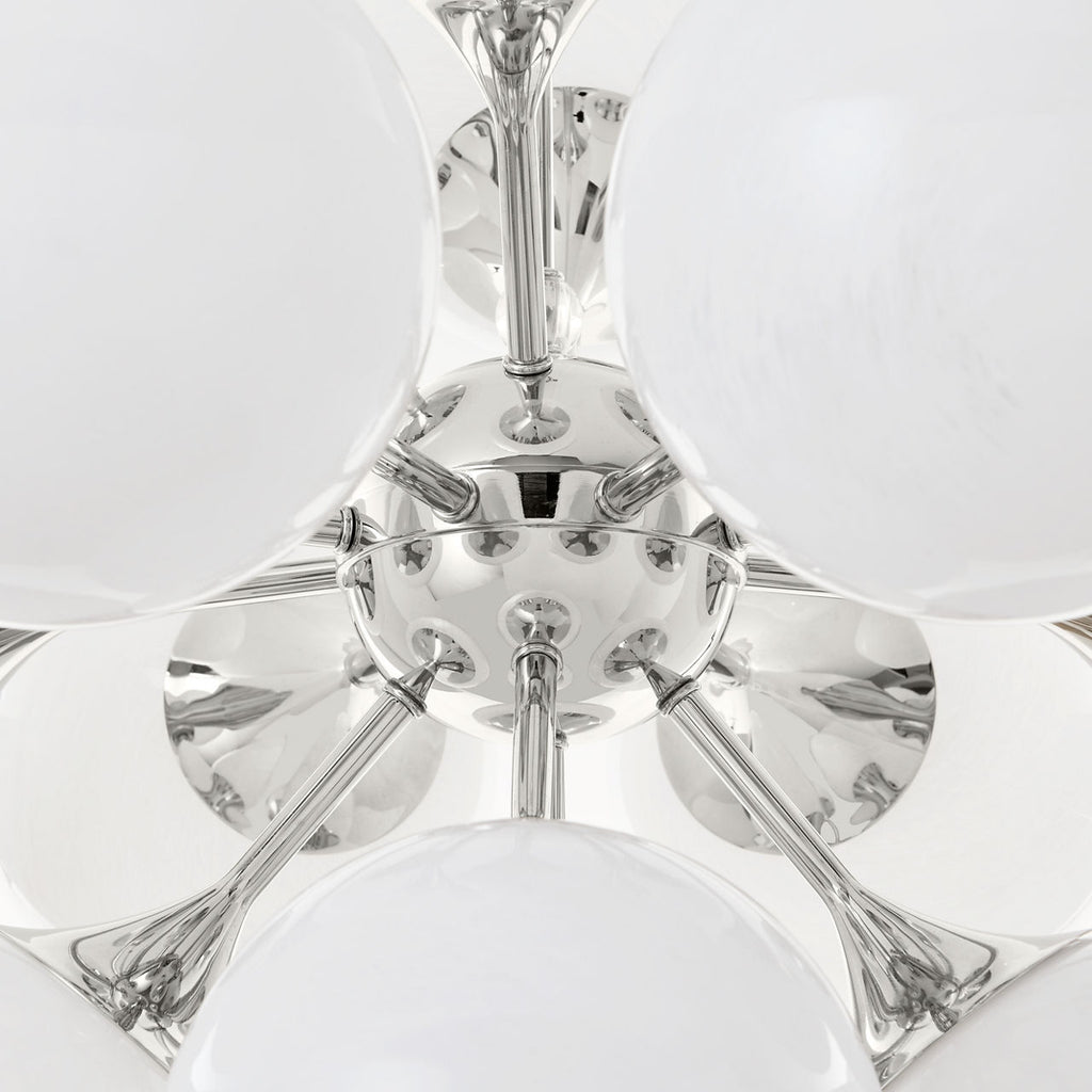 Cristol Large Tiered Chandelier | Polished Nickel | White Strie Glass