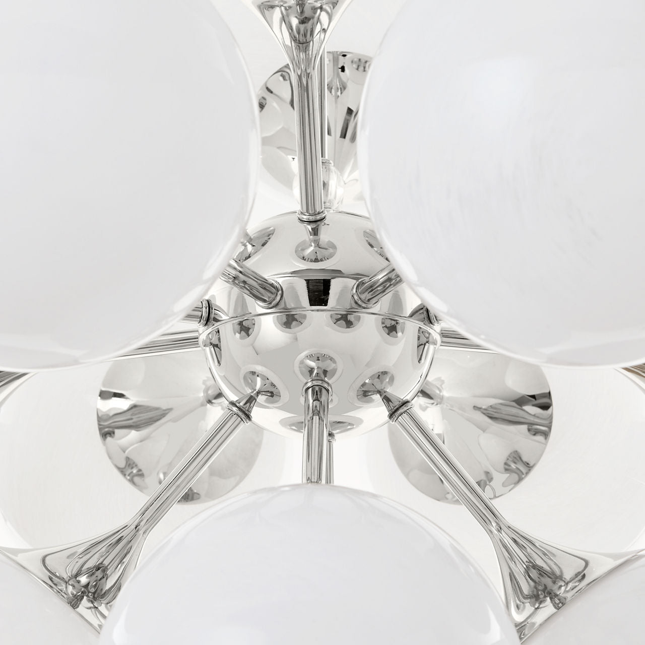 Cristol Large Tiered Chandelier | Polished Nickel | White Strie Glass