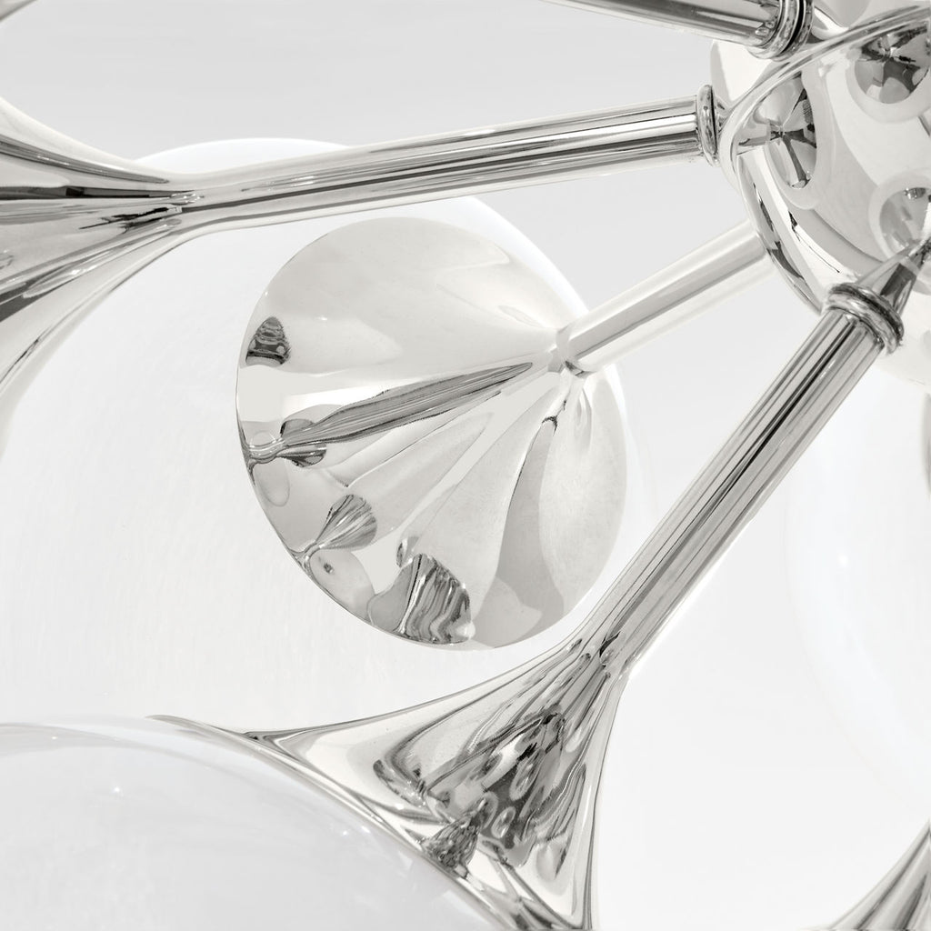 Cristol Large Tiered Chandelier | Polished Nickel | White Strie Glass