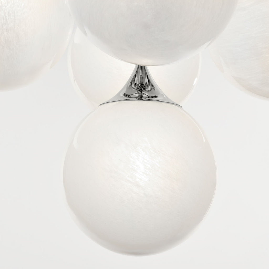 Cristol Large Tiered Chandelier | Polished Nickel | White Strie Glass