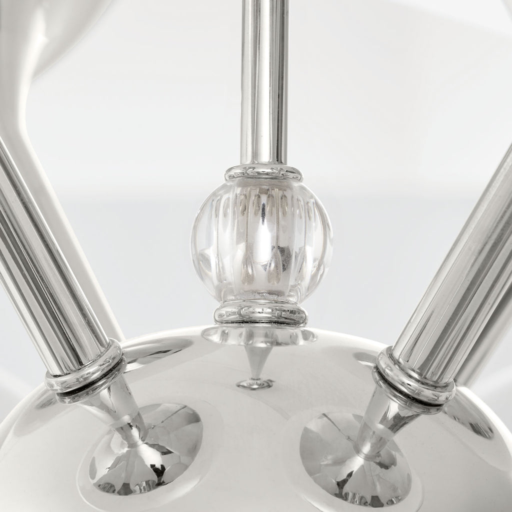 Cristol Large Tiered Chandelier | Polished Nickel | White Strie Glass