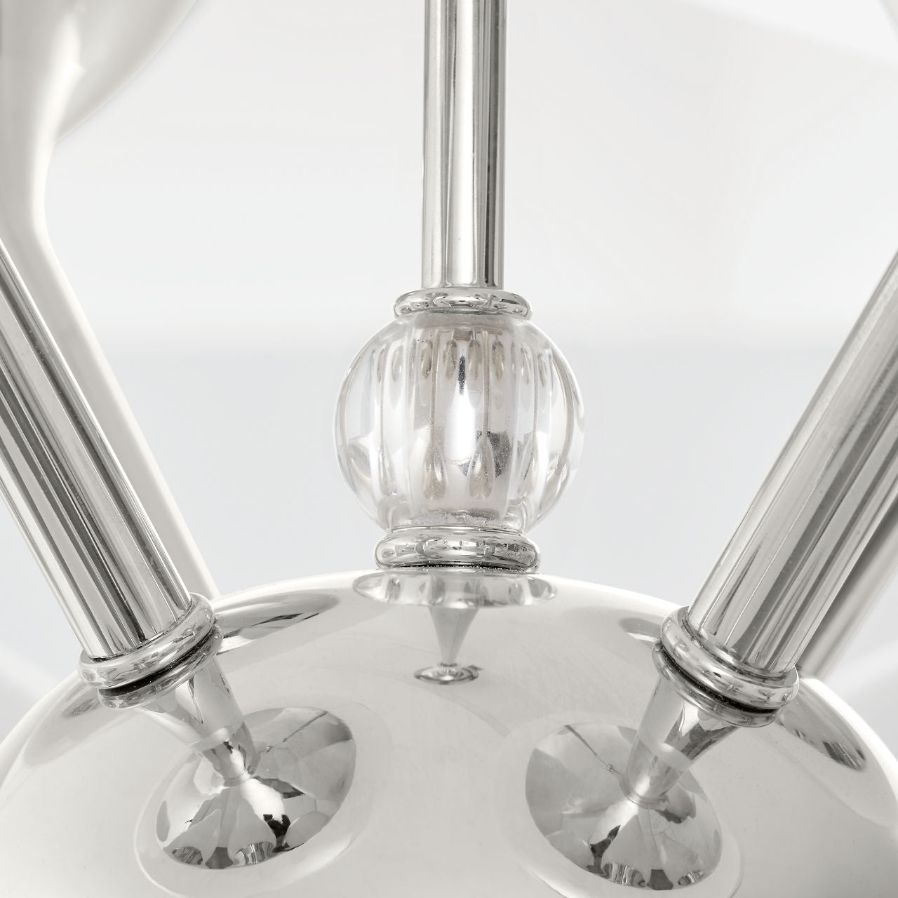 Cristol Large Tiered Chandelier | Polished Nickel | White Strie Glass